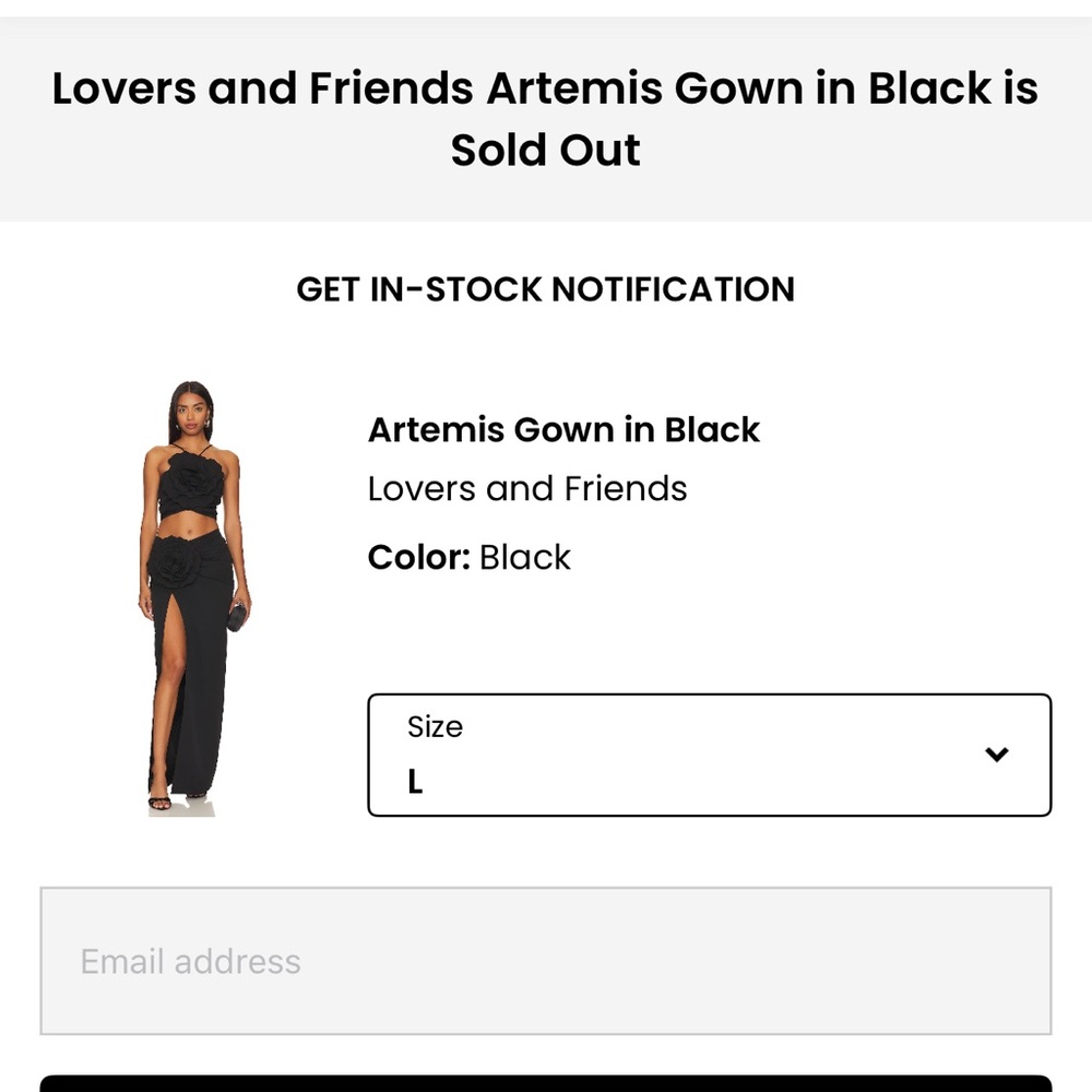 Lovers and Friends Artemis Flower Cut Out Gown in Black Size Large - Picture 13 of 15